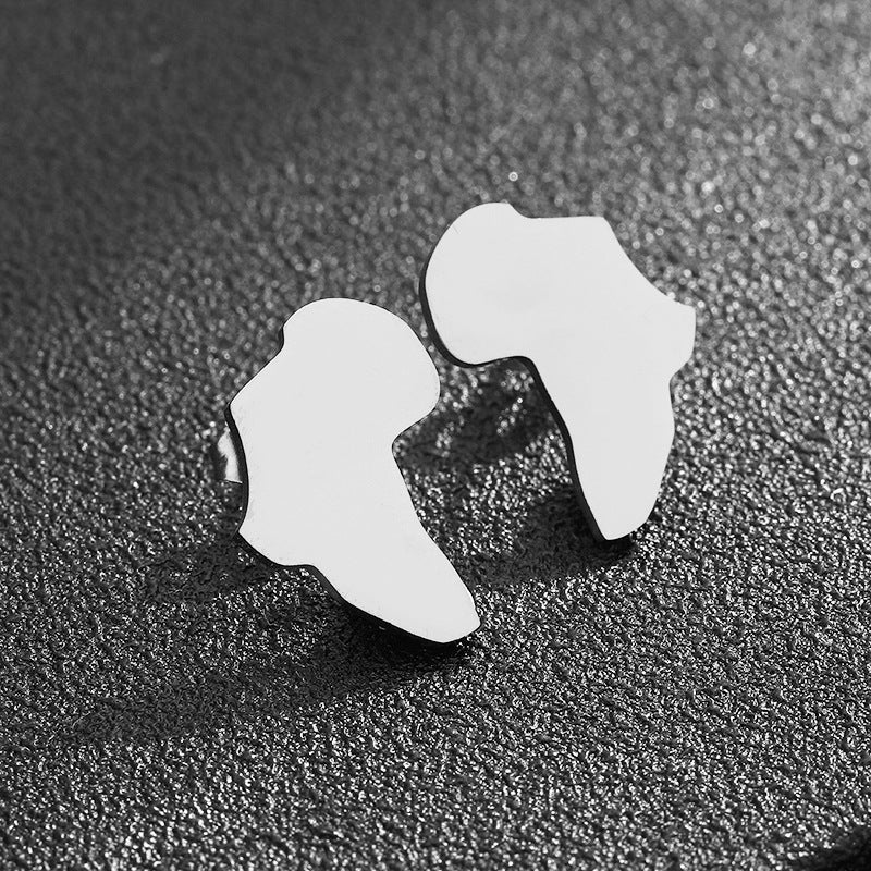 Pendientes de mapa geométrico, chapados en oro, de acero inoxidable, a la moda, unisex, para regalo