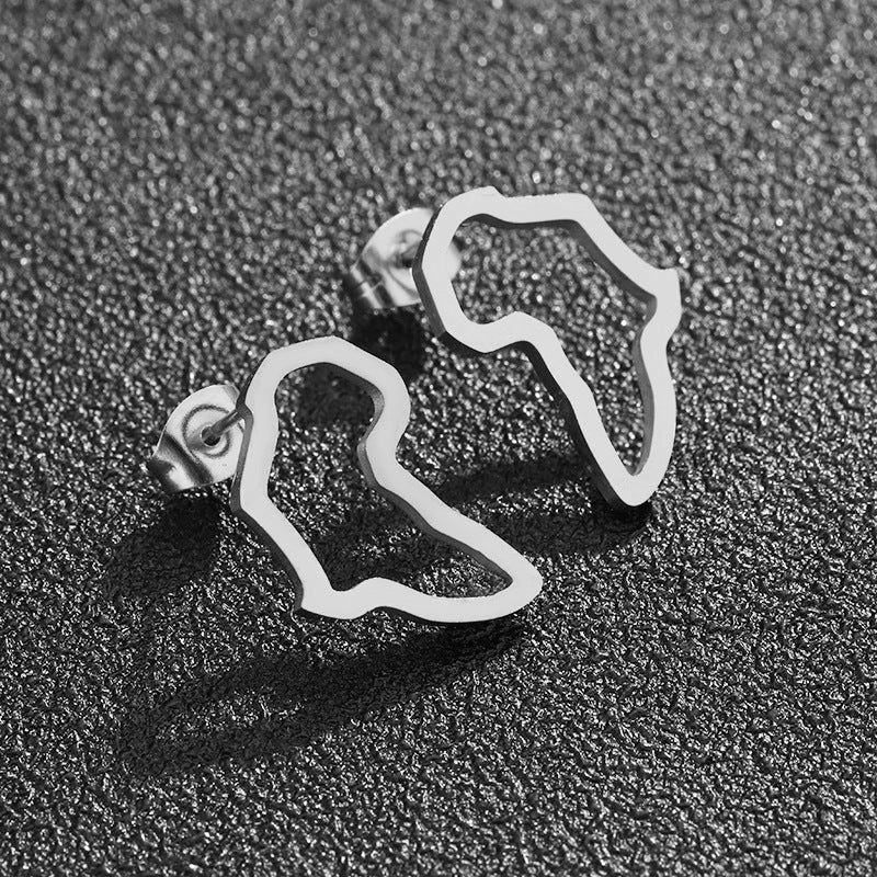 Pendientes de mujer con mapa geométrico dorado, joyas de moda chapadas en acero inoxidable, regalo para ella