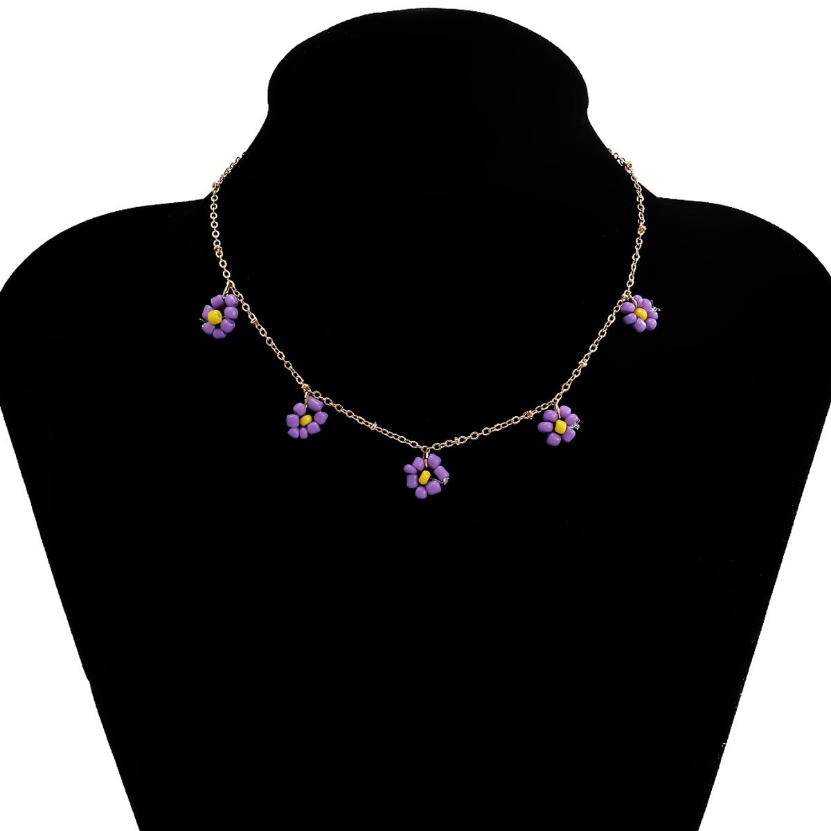 Bohemian Sweet Floral Resin Ball Chain Necklace
