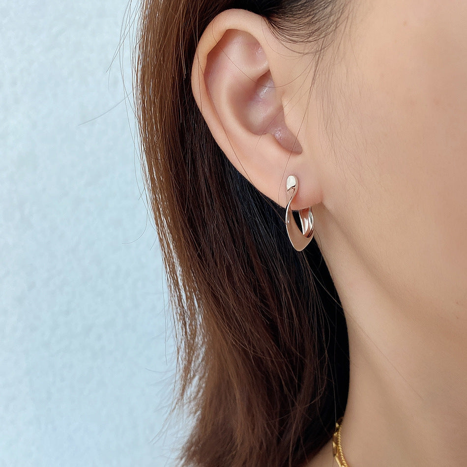 Orecchini a Goccia Minimalisti a U in Argento Sterling 925 con Intarsio di Perle Placcati Oro e Platino da Donna