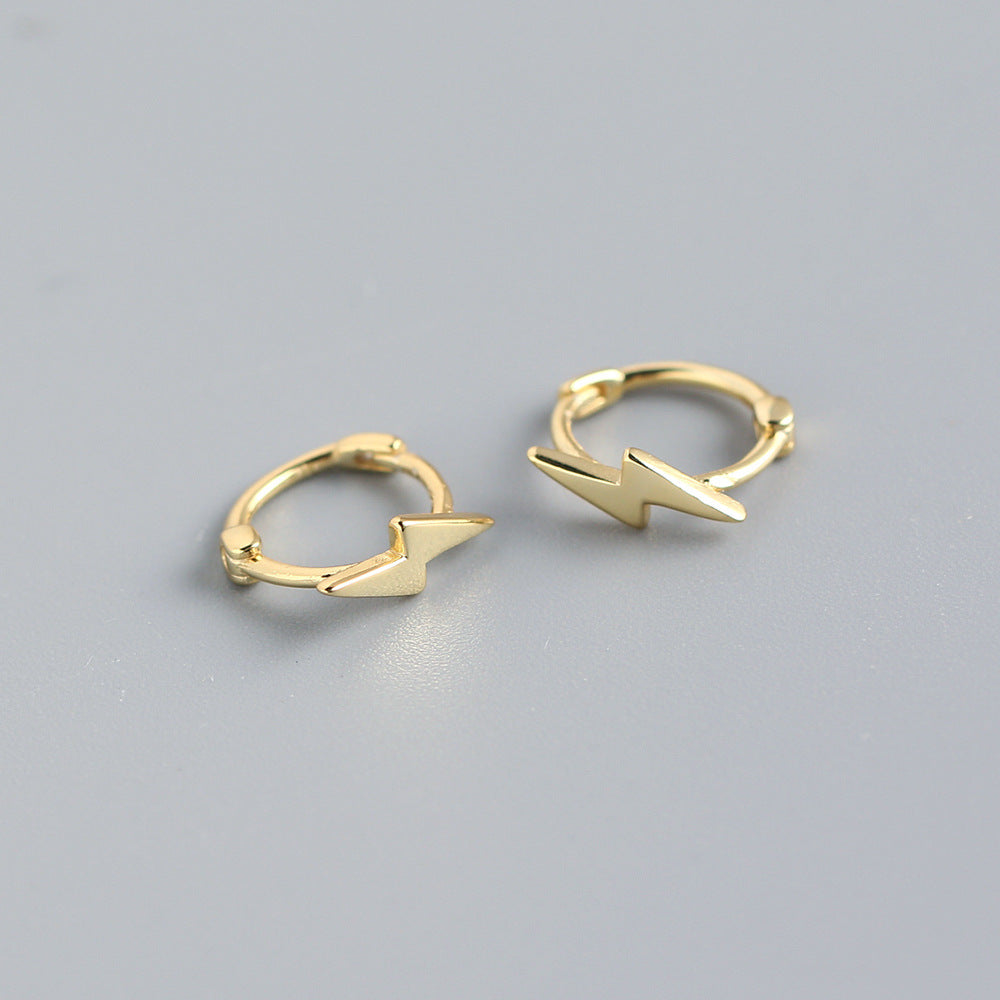 Orecchini a perno con fulmine lucido in argento sterling 925, stile minimalistico e dolce