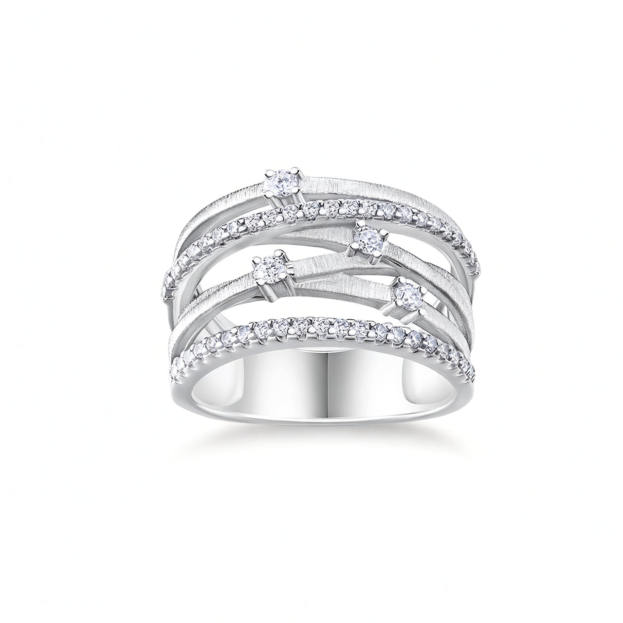 Anello di lusso geometrico in moissanite con motivo a fili incrociati, argento sterling 925, placcato oro 18 carati da donna