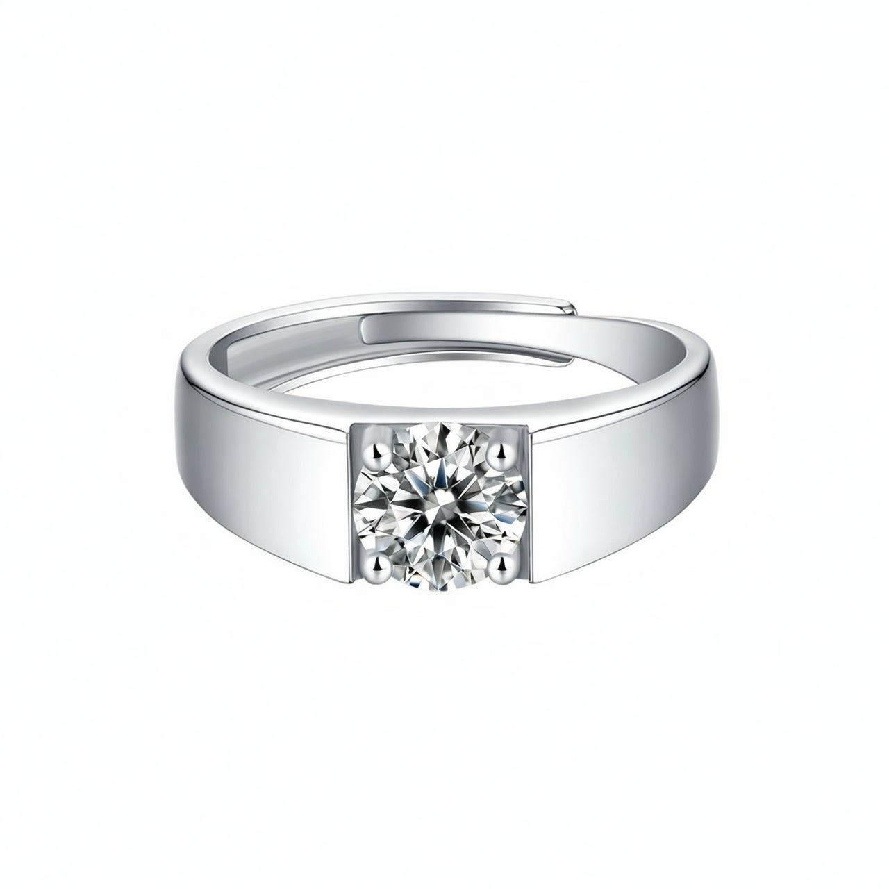 Vintage Luxury Geometric 925 Sterling Silver 18K Gold Plated Men's Ring with Moissanite Inlay
