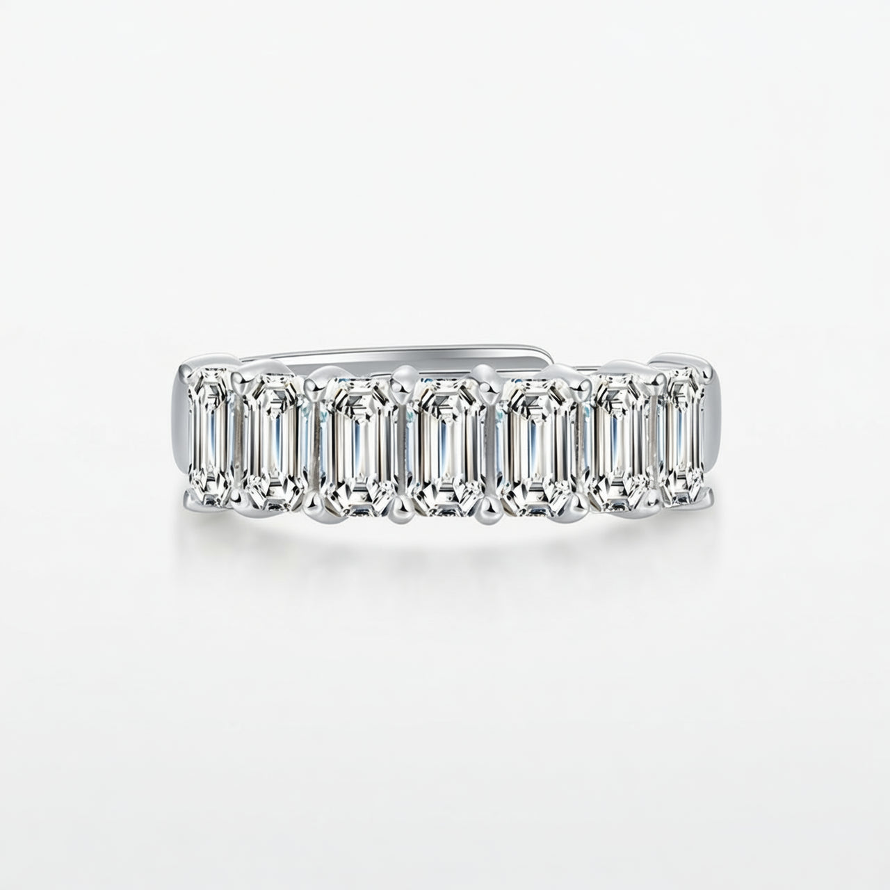 Anello di Lusso in Argento Sterling 925 con Moissanite Quadrata Geometrica, Placcato Oro, Gioielli da Donna