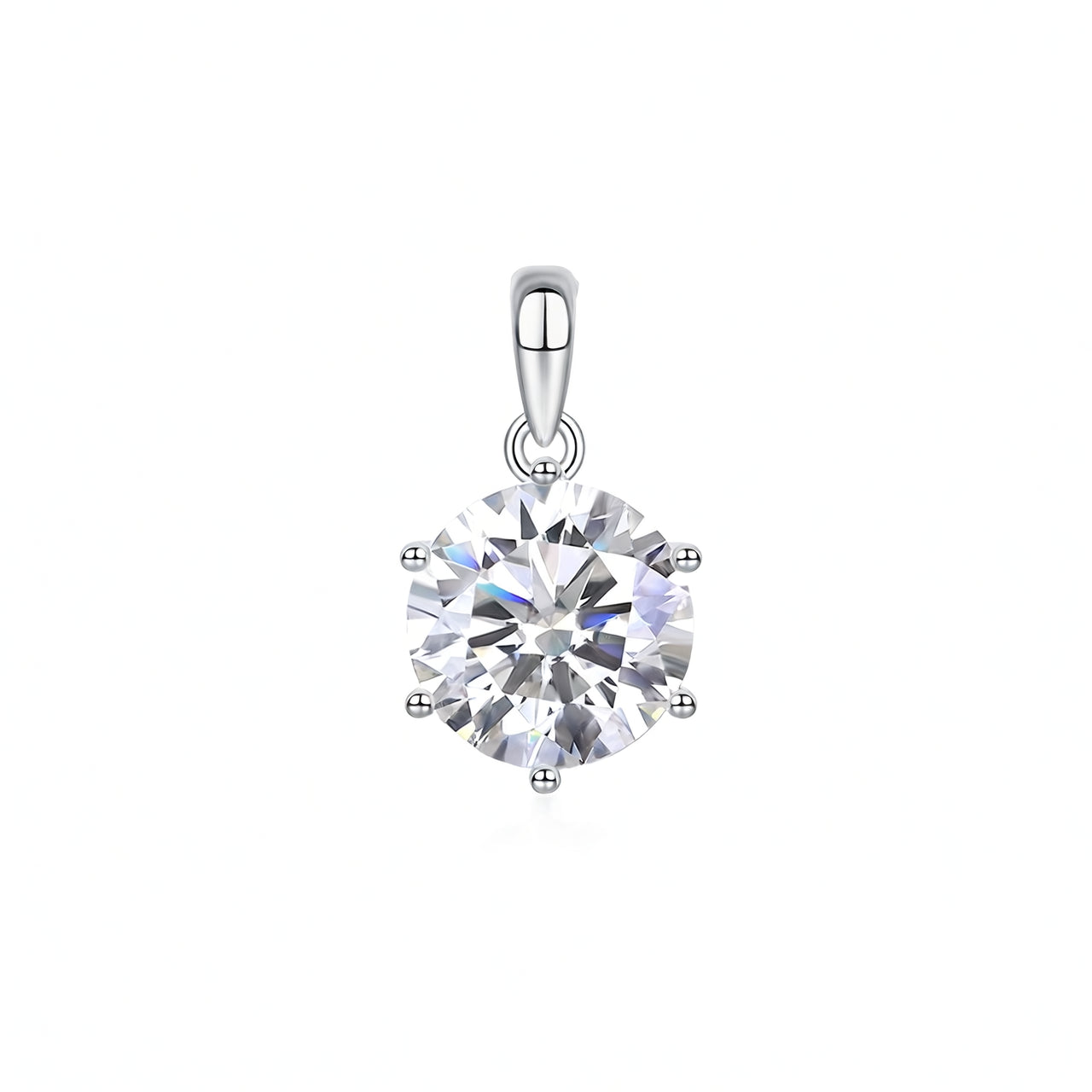 Collana con pendente geometrico da donna in argento sterling S925, moissanite rotonda da 1 carato, stile Fashion OL
