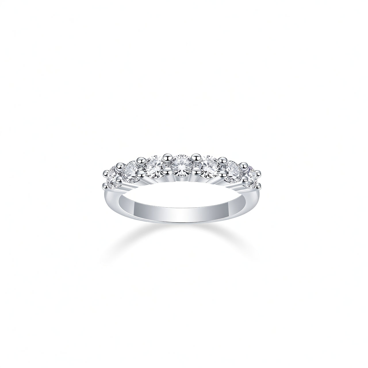 Sweet 925 Sterling Silver Geometric 7-Stone Moissanite Ring Gold Plated Women's Jewelry