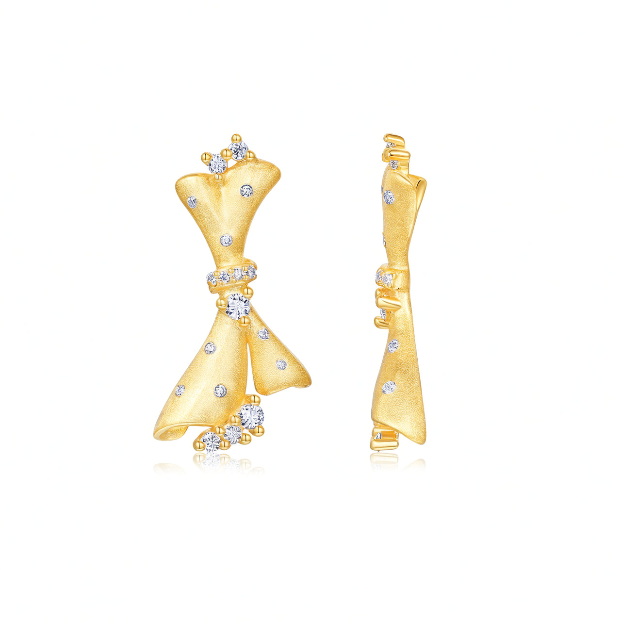 18K Gold Plated 925 Sterling Silver Geometric Bow Moissanite Stud Earrings for Women