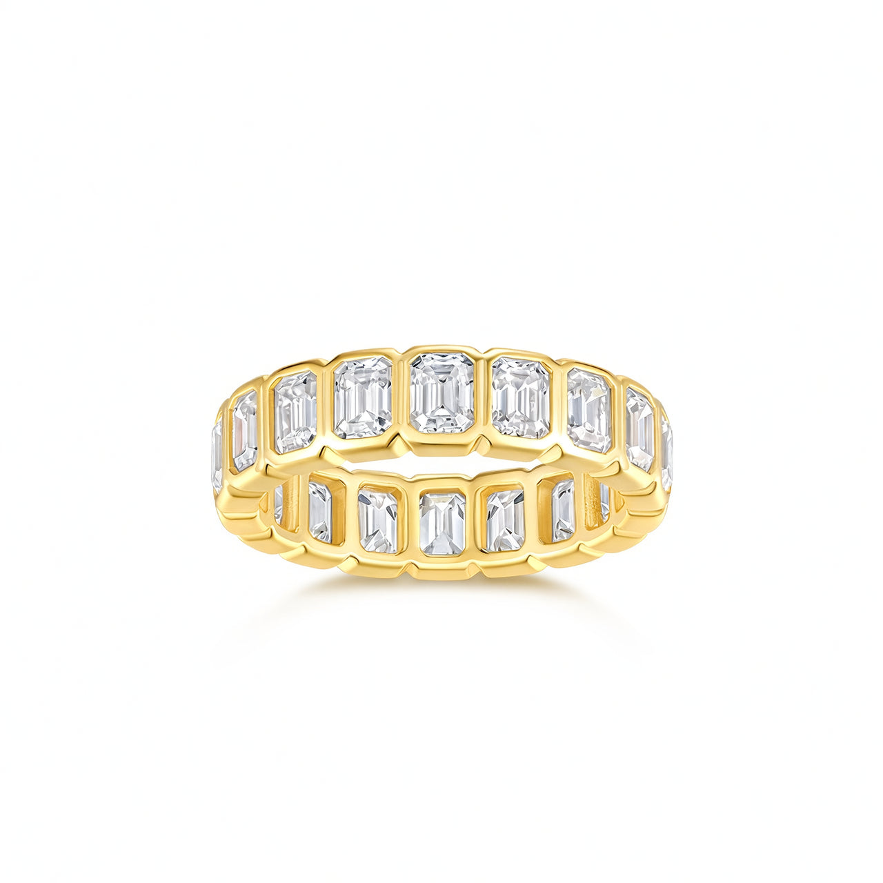 Sweet Cool Geometric Square 925 Sterling Silver 18K Gold Plated Moissanite Inlay Ring for Women