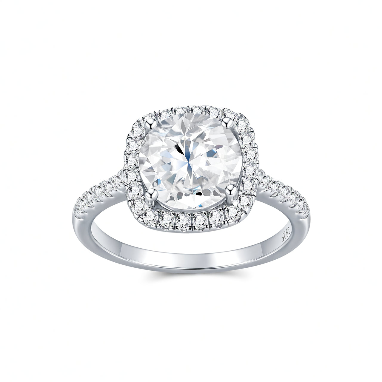 Anello in Moissanite Quadrato Geometrico di Lusso Leggero in Argento Sterling 925 Placcato Oro 18K con Micro-Pavé, Gioielli da Donna