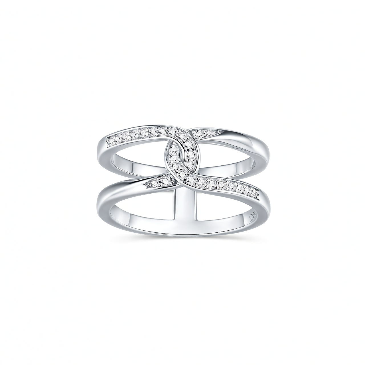 Anello doppio a U minimalista di lusso in argento sterling 925 con placcatura in oro 18 carati e intarsio in moissanite, design a forma di lettera H, da donna