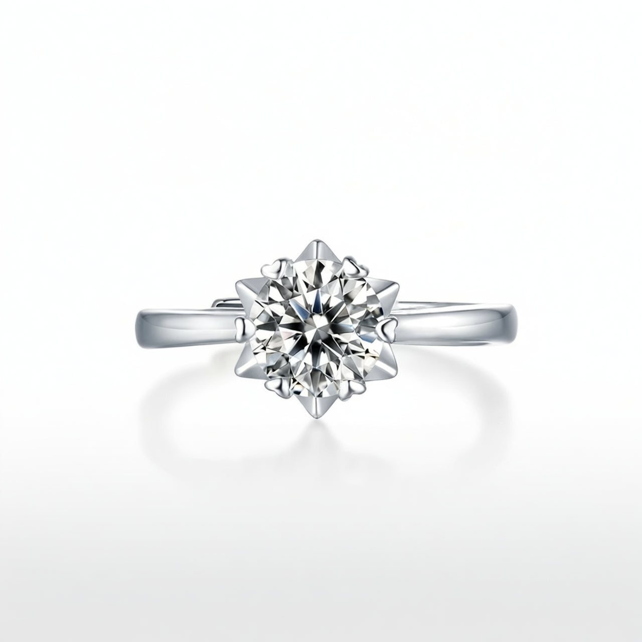 Sweet Style 925 Sterling Silver Moissanite Starburst Geometric Ring with 18K Gold Plating for Women