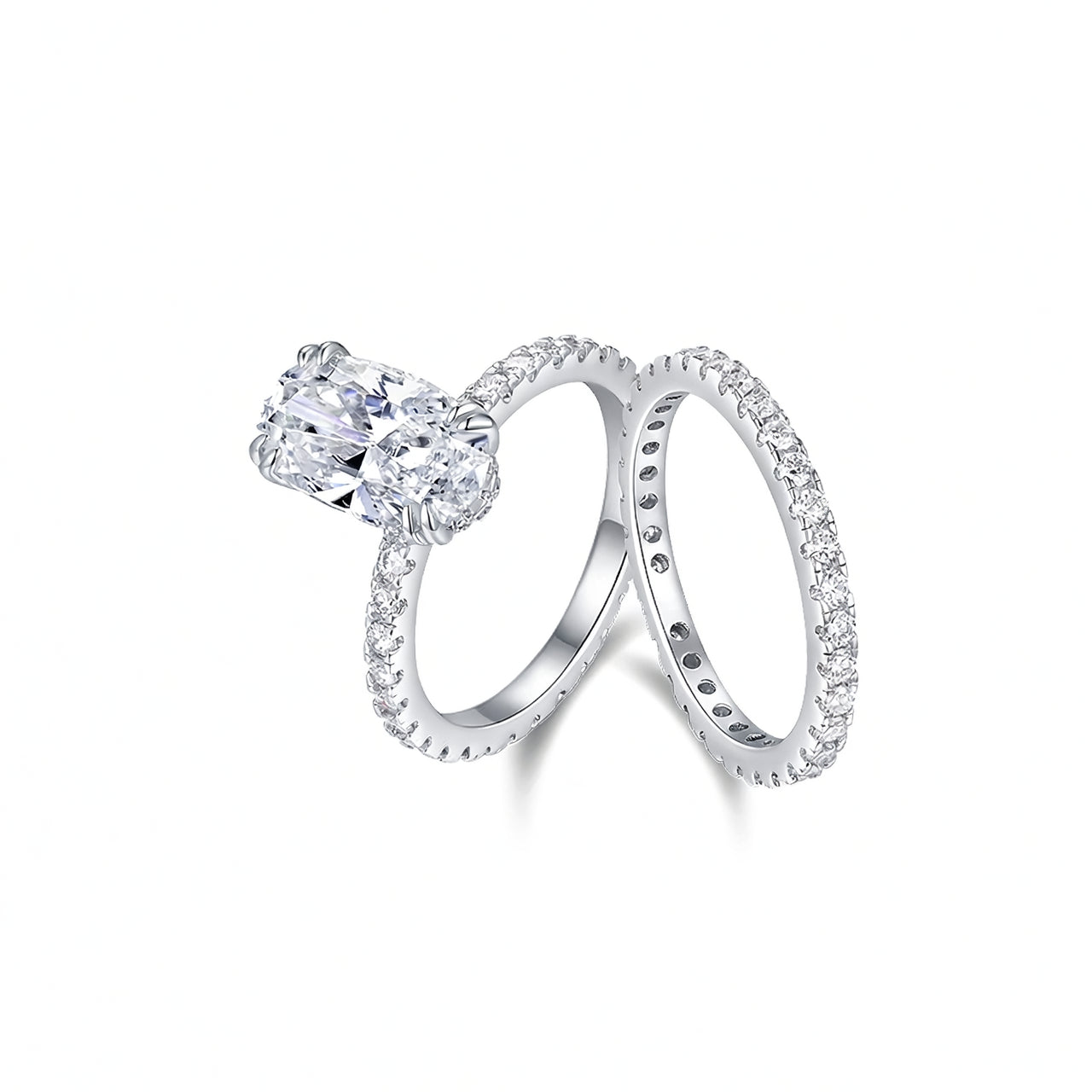 Elegante anello impilabile da donna in argento sterling 925 con moissanite ovale