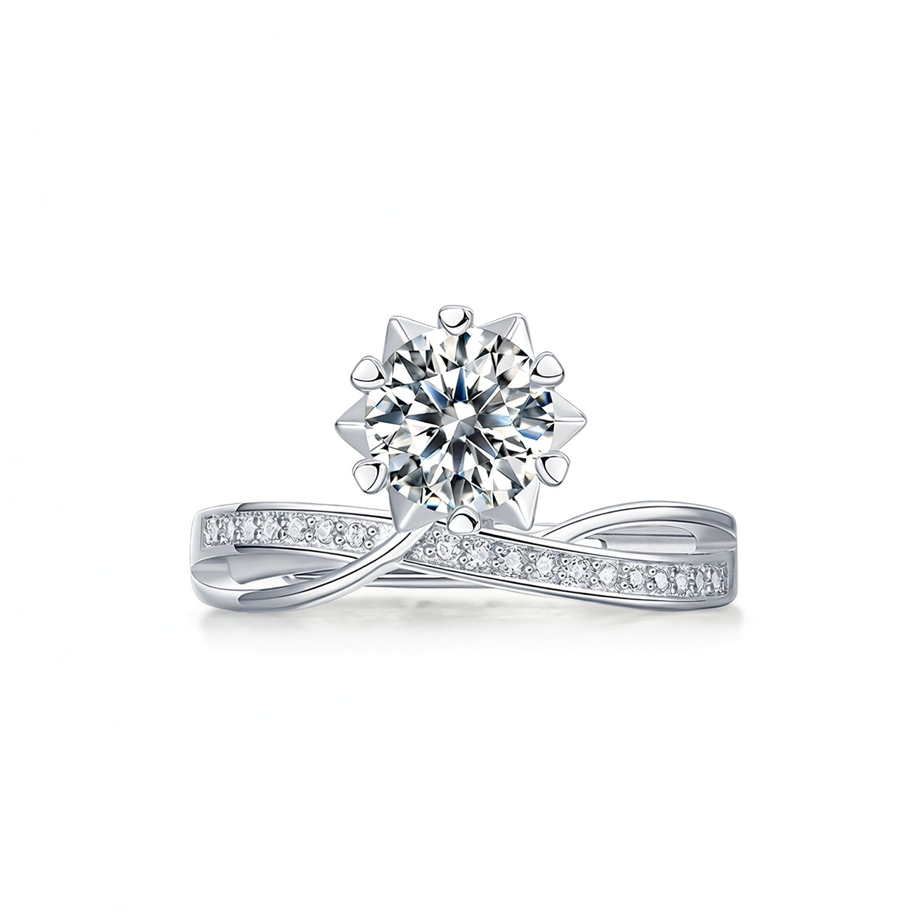 Anello di lusso in argento sterling 925 con moissanite a forma di fiocco di neve e corona, placcato oro 18K, da donna