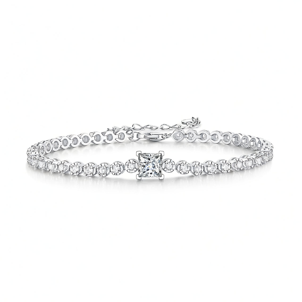18K Gold Plated 925 Sterling Silver Square Geometric Moissanite Bracelet