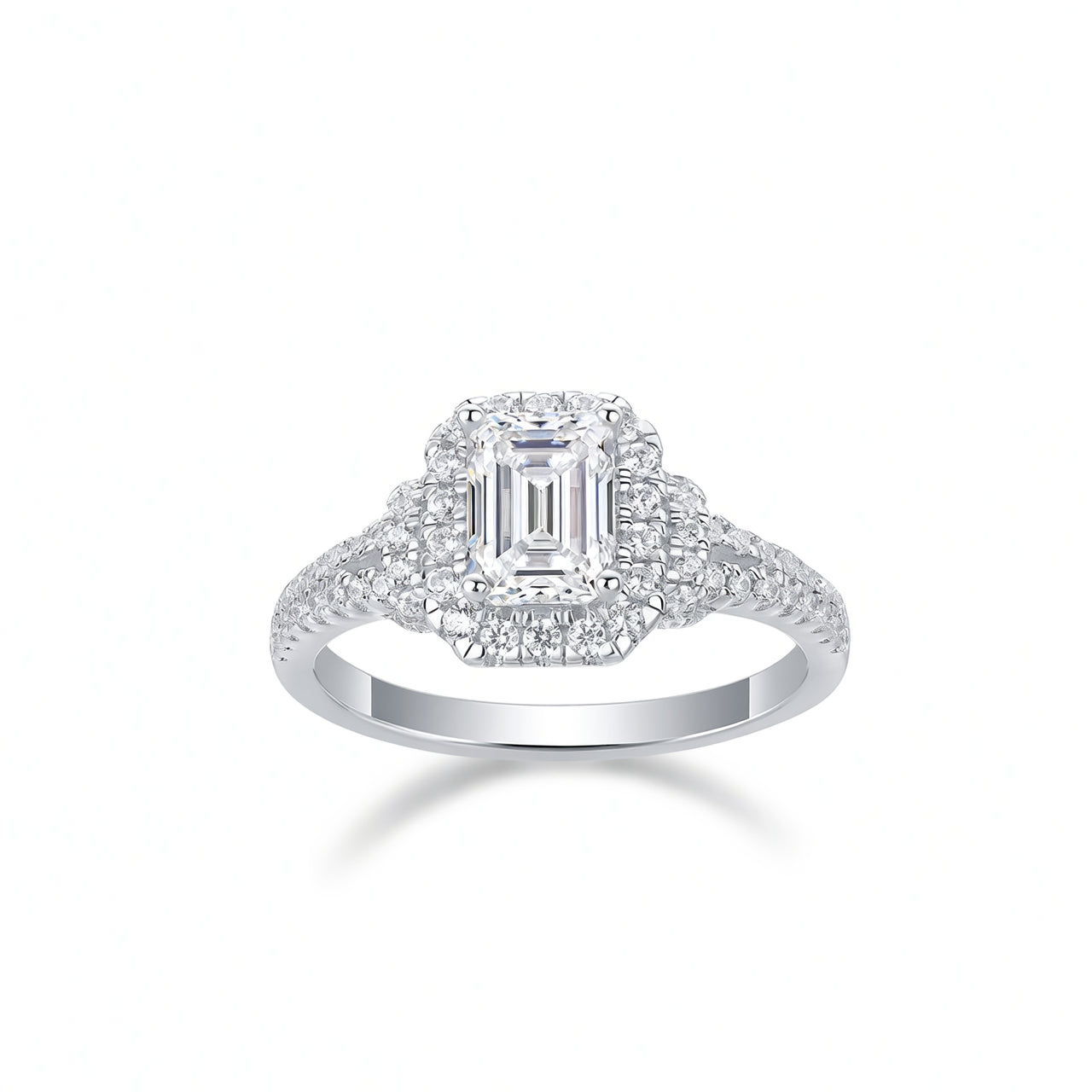 Anillo de mujer de plata de ley 925 con moissanita cuadrada estilo Ins y chapado en oro de 18 quilates