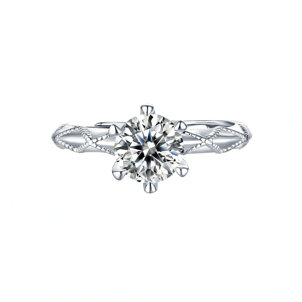 Anillo geométrico grueso de plata esterlina 925 con baño de oro de 18K y moissanita incrustada con textura trenzada, estilo dulce, para mujer