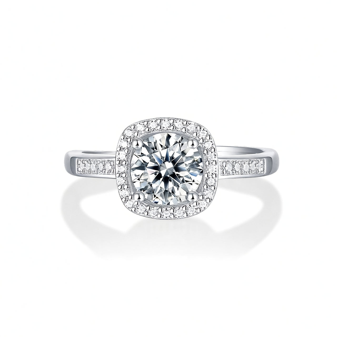 Anello Chic con Moissanite Quadrata in Argento Sterling 925 e Placcatura in Oro 18K