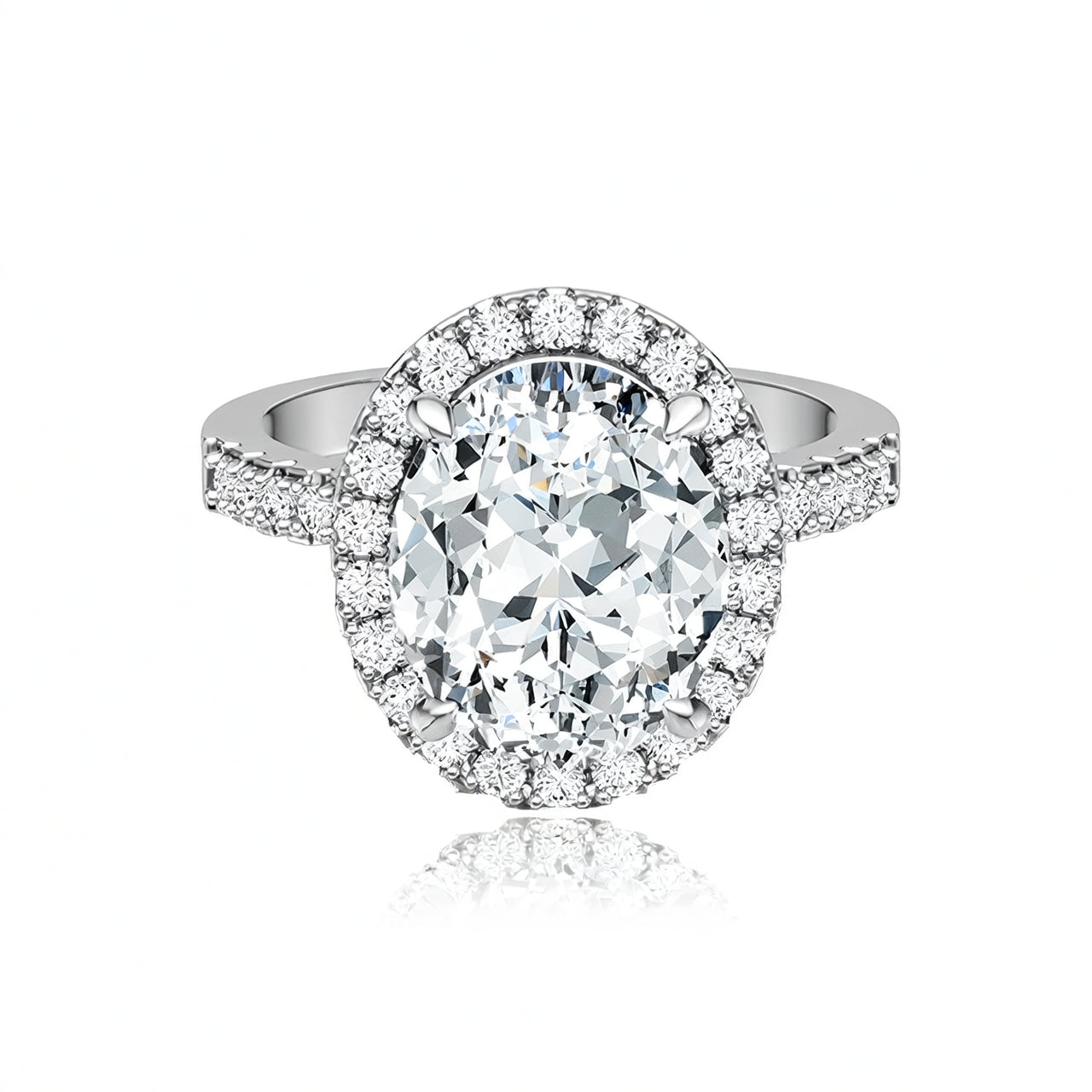 Anello a Forma di Uovo Geometrico in Argento Sterling 925 Placcato Oro 18K con Intarsio in Moissanite da Donna