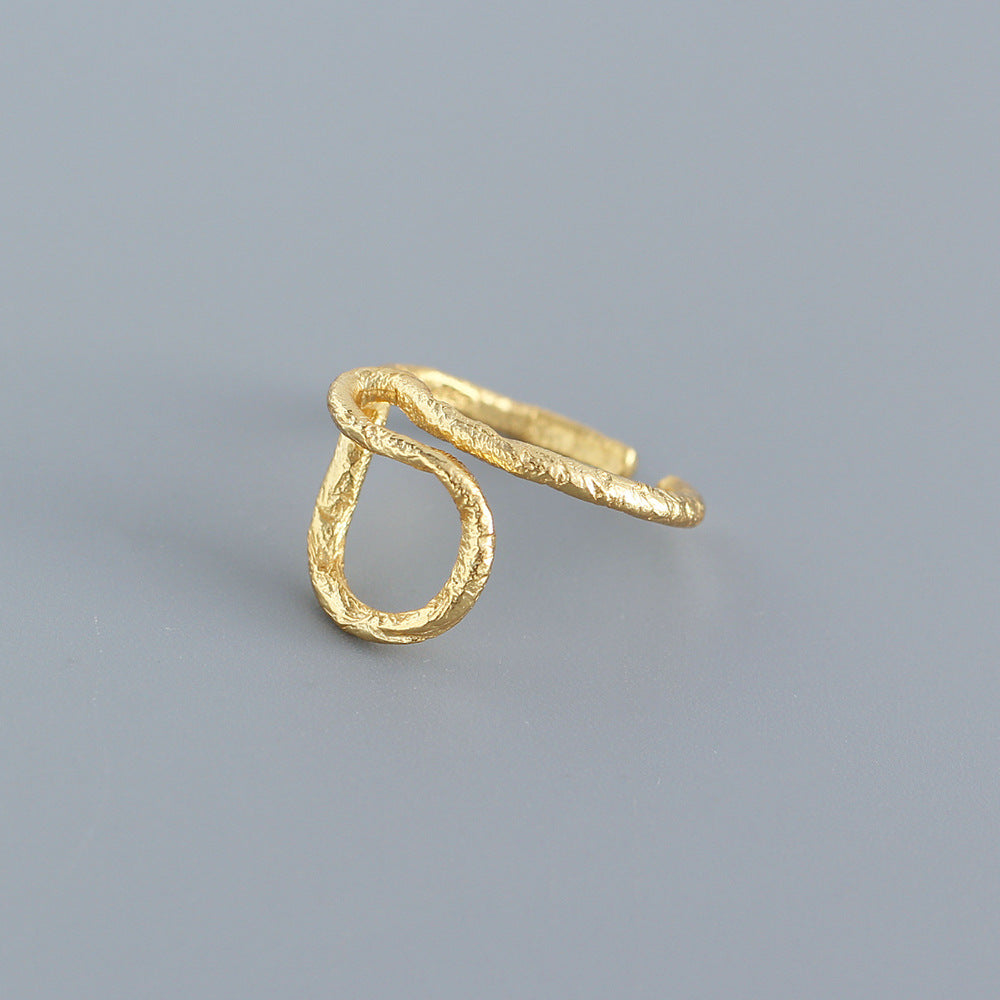 Minimalist Geometric Sterling Silver Foiled Ring for Women - Japanese Korean Style, Plated Jewelry, S925