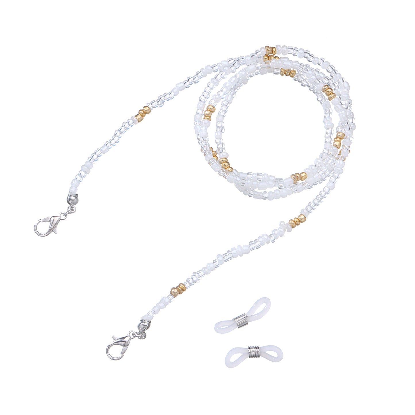 Fashion Colorful Transparent Glass Bead Ball Chain Eyeglass Holder and Face Mask Chain for Women
