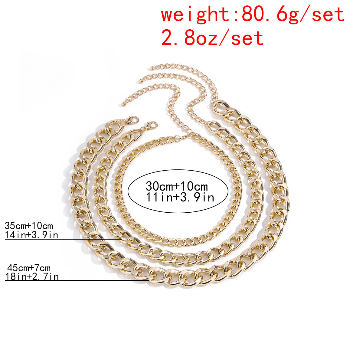 Exaggerated Geometric Letter Aluminum Alloy Snake Chain Necklace Set for Women