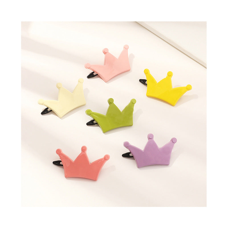 Bonito pasador de pelo de corona para niñas, accesorio de pelo de resina plástica con acabado hecho a mano, estilo de clip de rana en colores pastel frescos