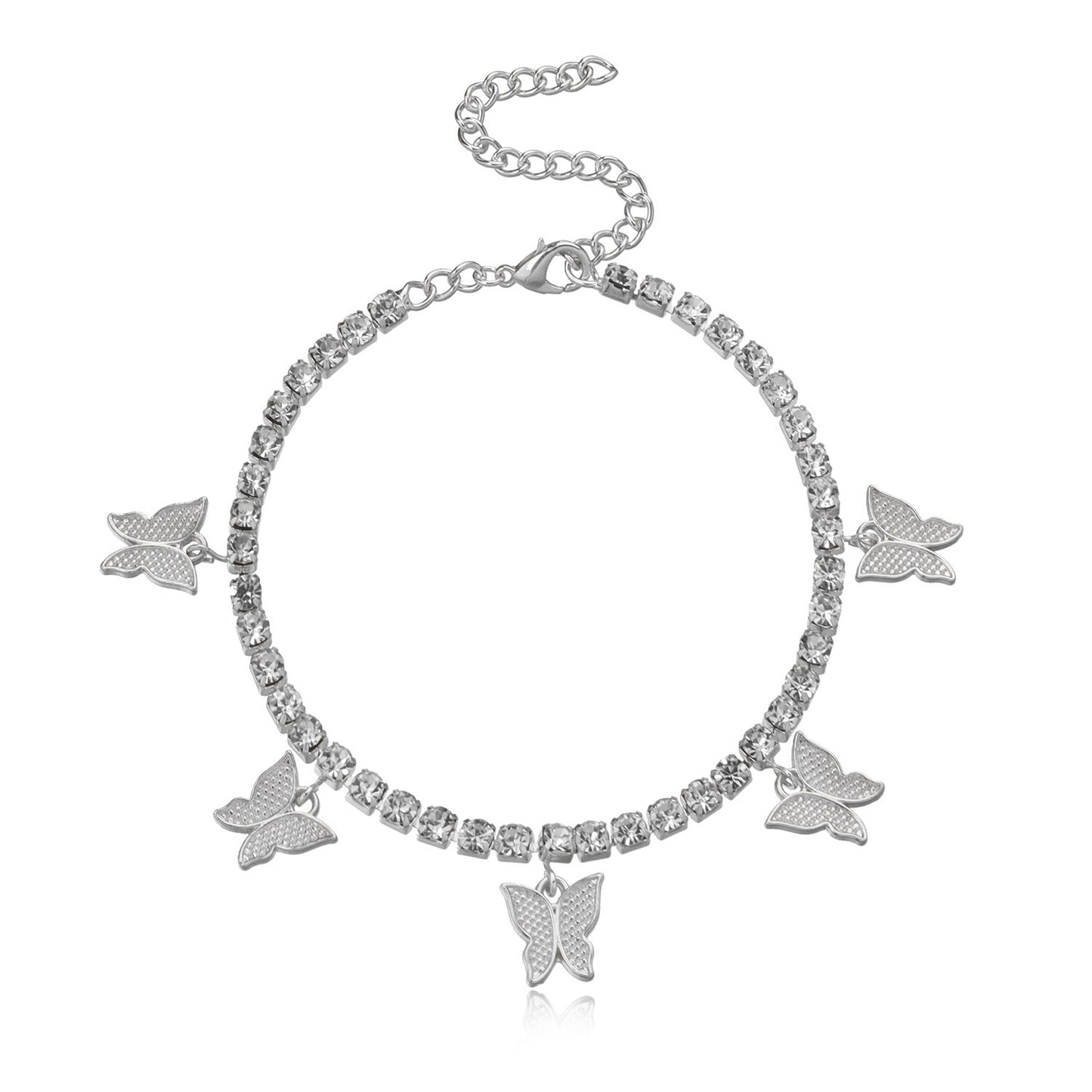 Cadena de pie de aleación estilo europeo para mujer con incrustaciones de diamantes de imitación, joyería de playa brillante para bodas, recuerdo de viaje, regalo para empleados