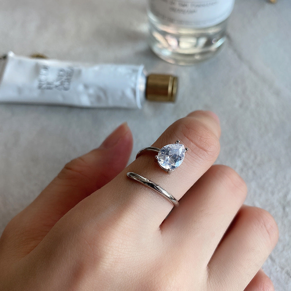 Anello da donna in argento sterling 925 con numeri e intarsio di diamanti