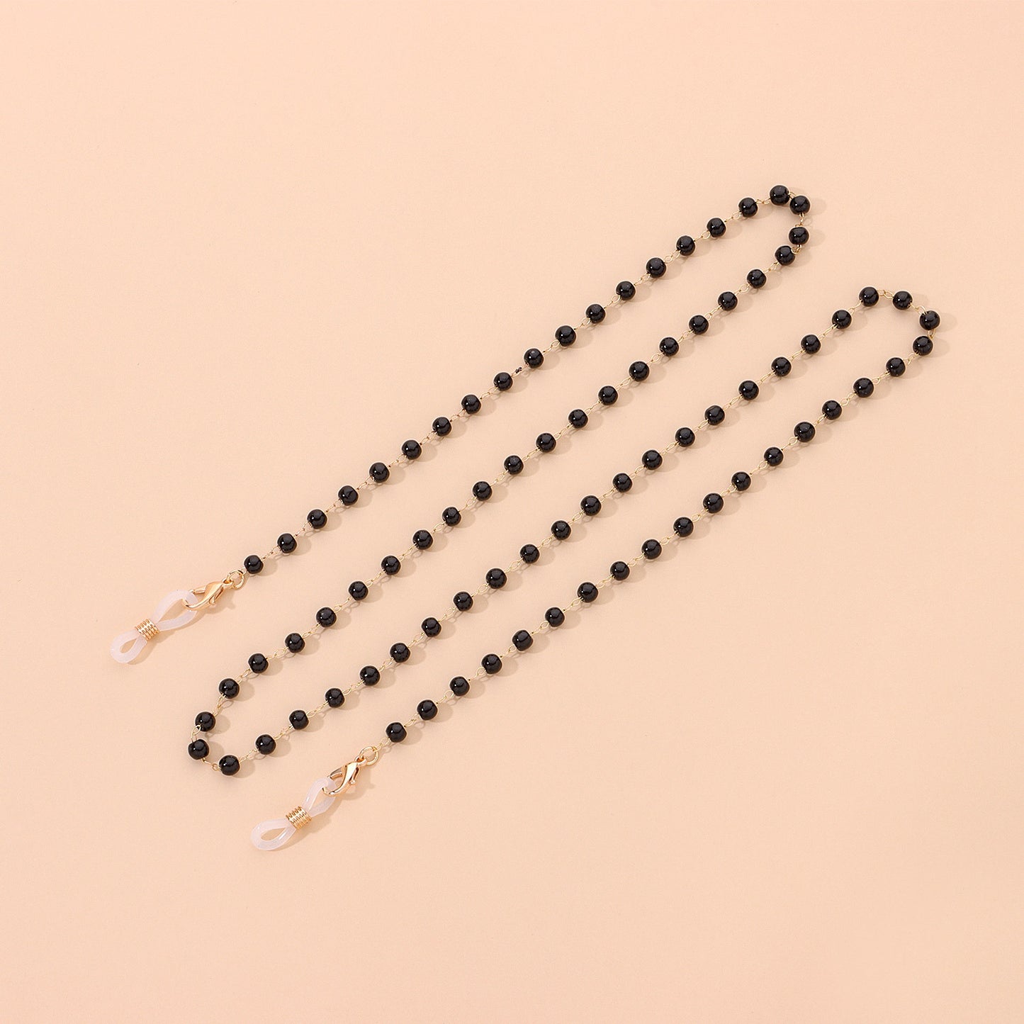 Black and White Round Bead Alloy Ball Chain Eyeglass Holder for Women
