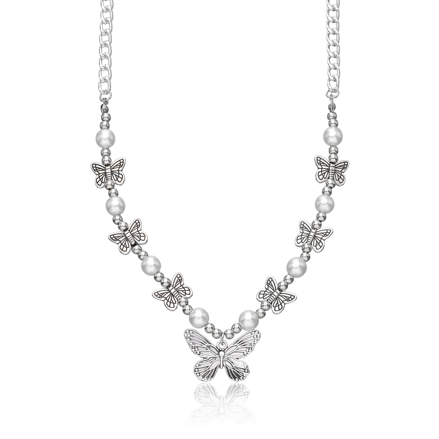 Trendy Butterfly Necklace Alloy Plated Cross Chain Unisex Fashion Jewelry