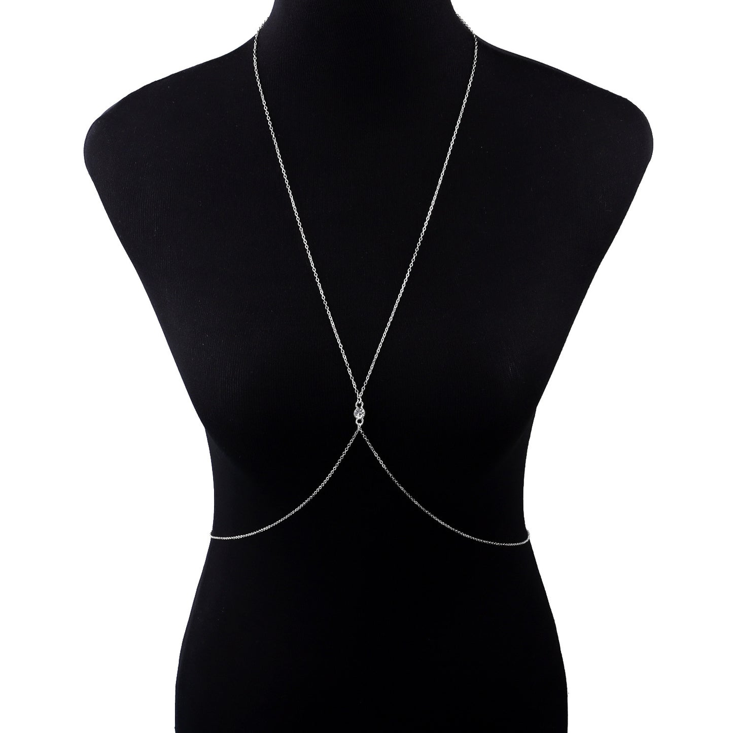 Women's Geometric Body Chain with Rhinestone and Zircon Accents Minimalist Fashion Jewelry Cross Chain Adjustable Body Jewelry for Summer
