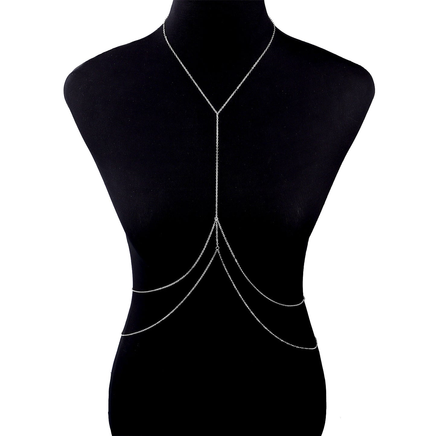 Women's U-Shaped Body Chain Beach Bikini Jewelry Cross Chain Adjustable Alloy Body Jewelry for Summer