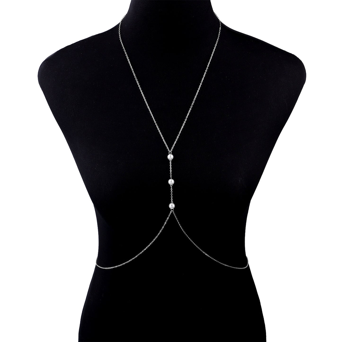 Sexy Pearl Belly Chain for Women Geometric Body Chain Cross Chain Jewelry for Summer Festival Body Jewelry