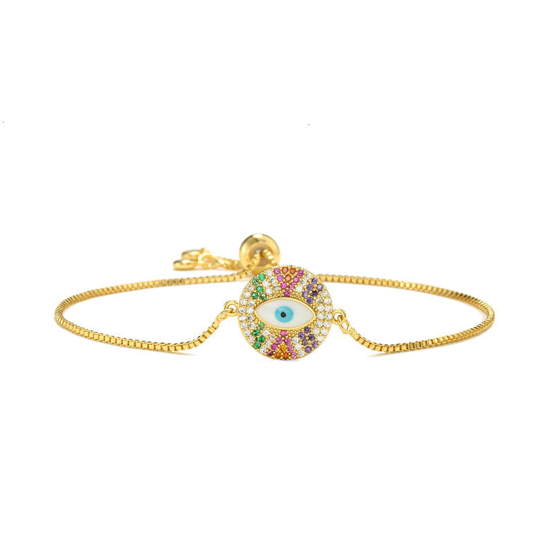 Fashion Evil Eye Hand Bracelet Brass Plated Adjustable Women