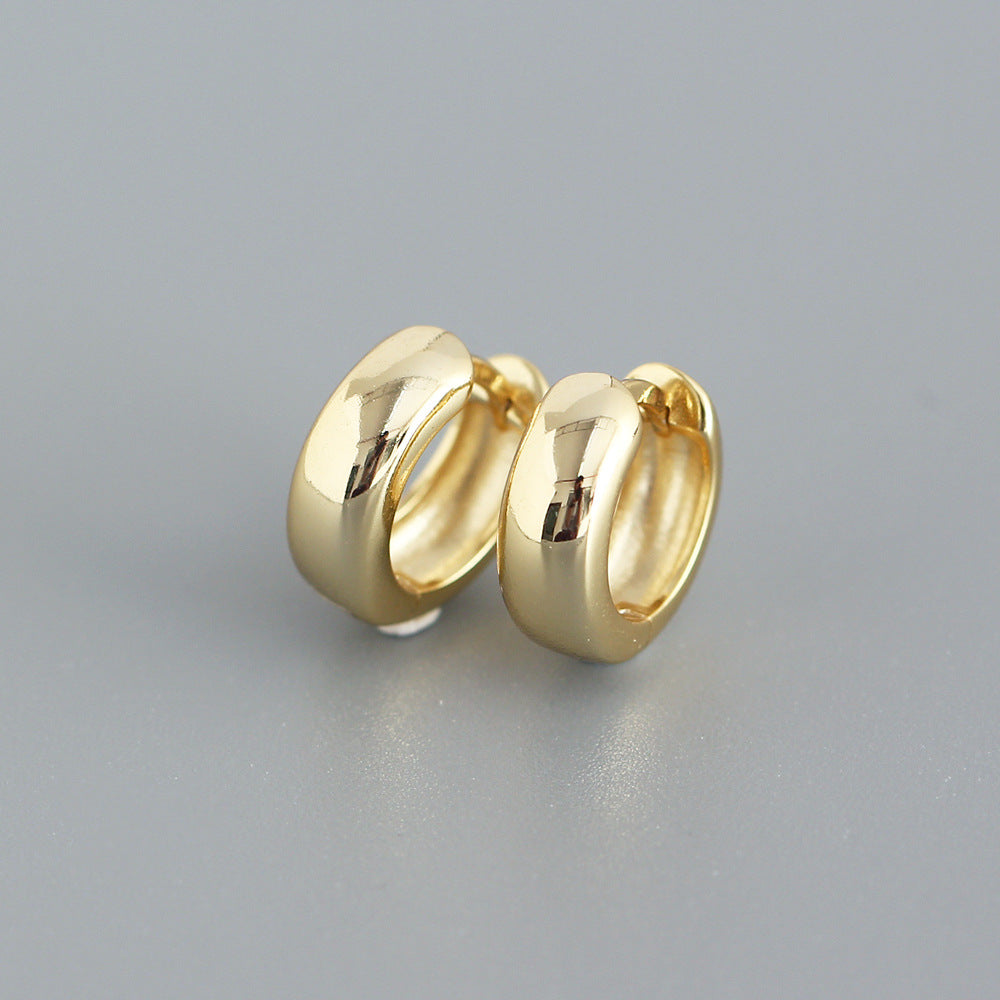 Minimalist 925 Sterling Silver Polished Round Hoop Earrings