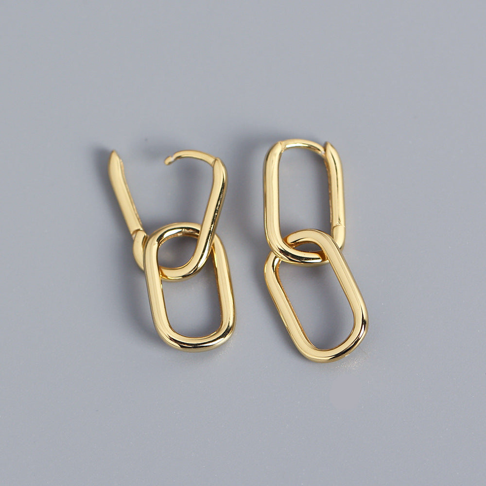 Pendientes de plata de ley 925 con diseño geométrico, estilo minimalista e informal YHE0283