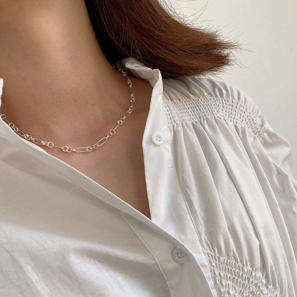 Minimalist 925 Sterling Silver Round Geometric Necklace for Women