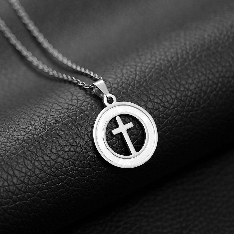 Collar con Cruz de Moda para Mujer, Cadena O de Acero de Titanio, Joyería Chapada, Regalo de Tendencia