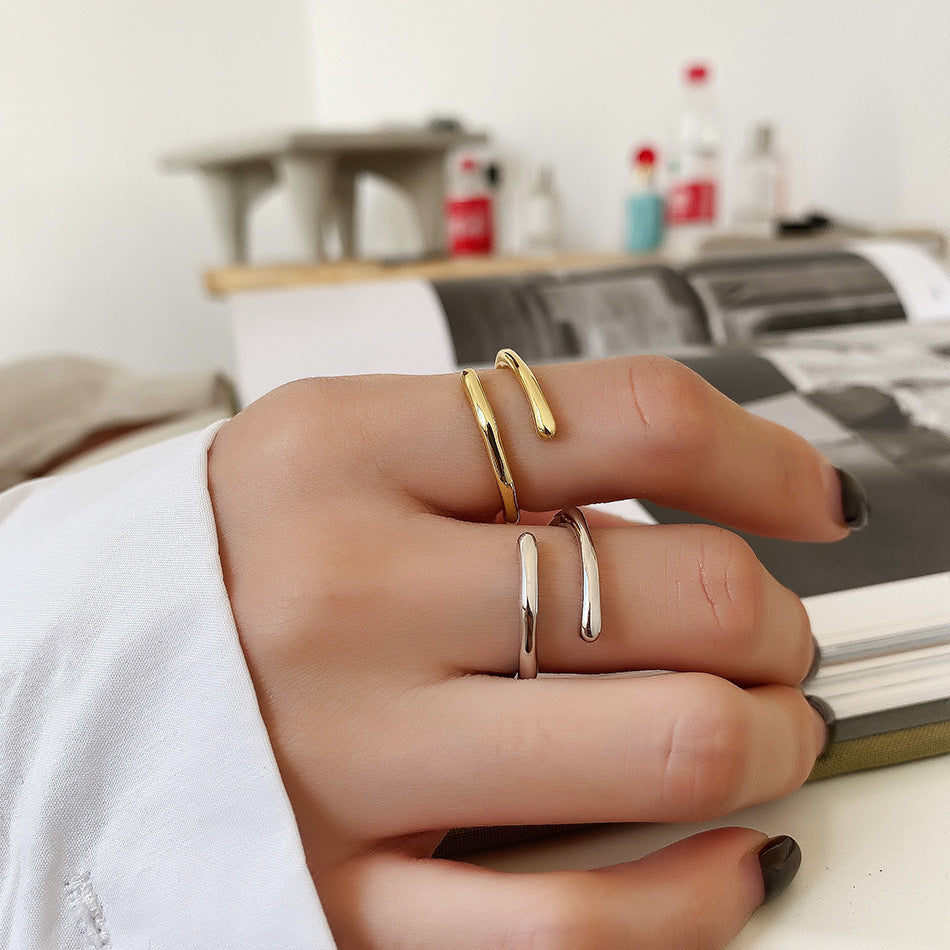 Minimalist Punk Sweet 925 Sterling Silver Geometric Ring for Couples