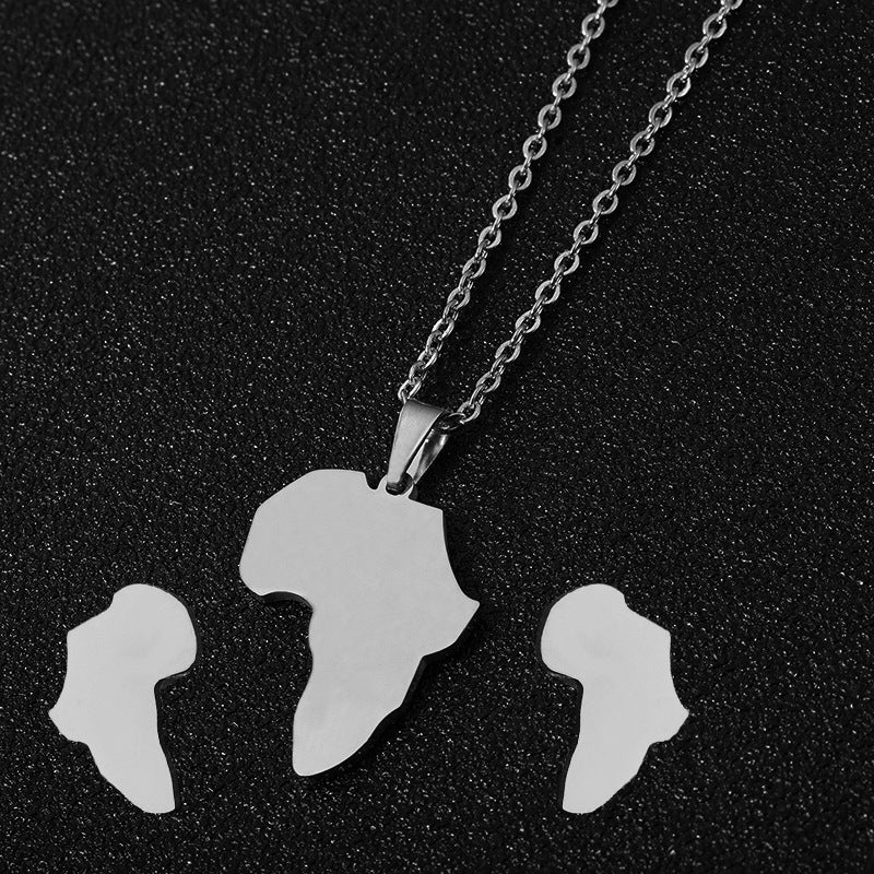 Set di collana e orecchini in acciaio al titanio con forme geometriche, stile O-Chain, finitura oro, idea regalo