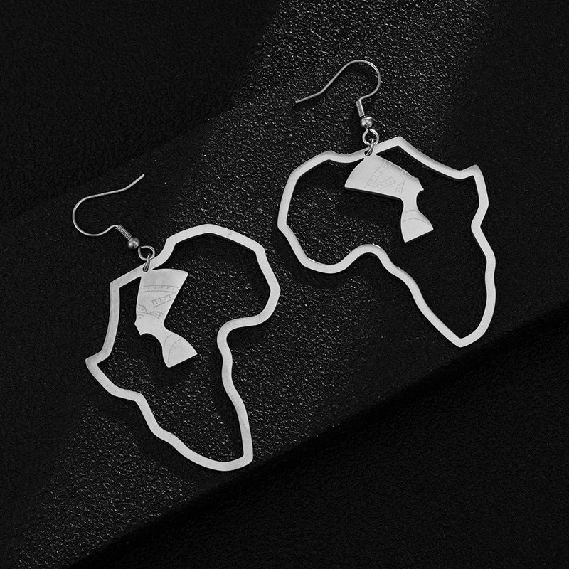 Pendientes de acero inoxidable de diseño de reina Nefertiti egipcia, geométricos, informales, de moda para mujer, regalo