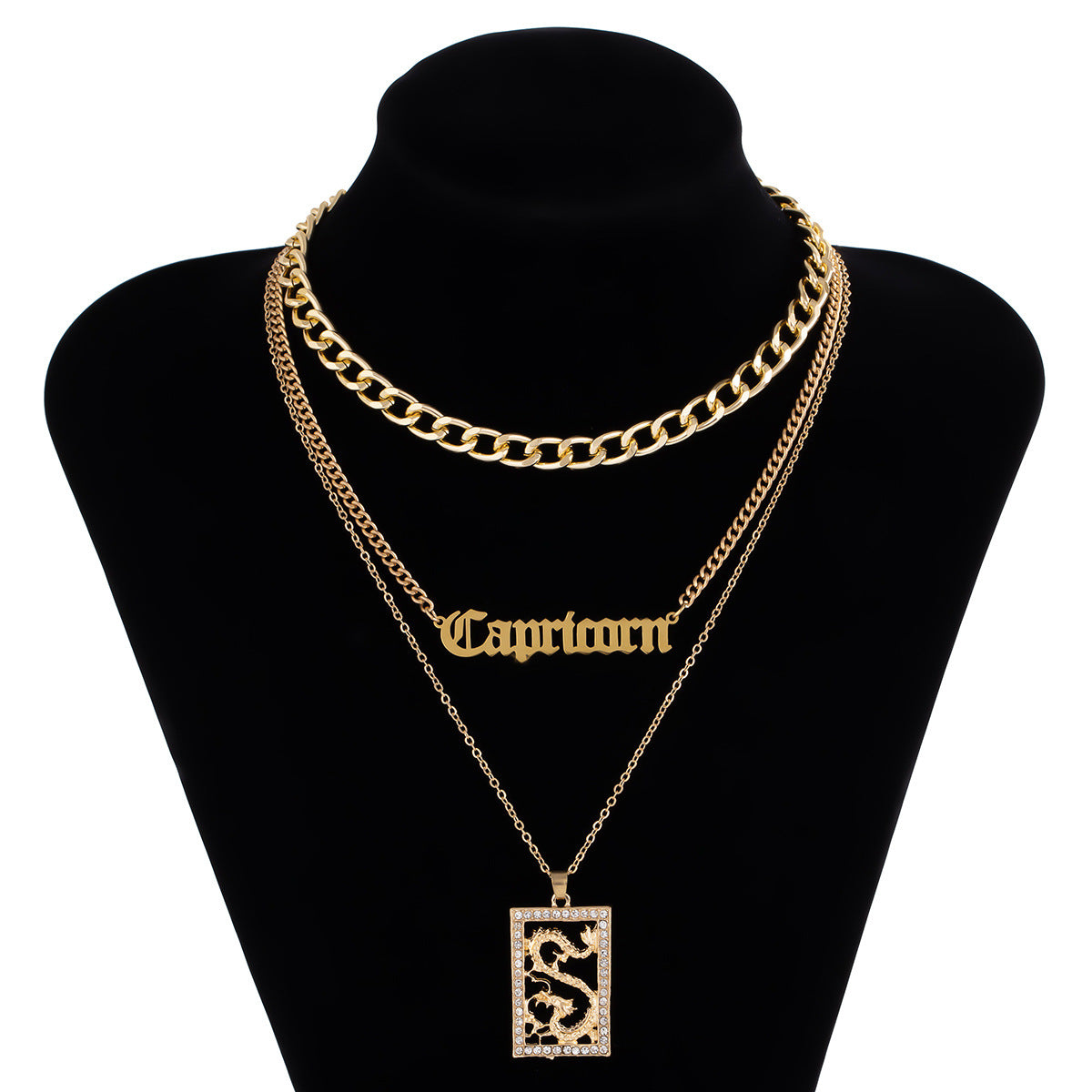 Collana con Lettera Geometrica da Donna, Catena a Croce in Lega Multistrato Placcata, Gioielli alla Moda Stile Ins di Tendenza
