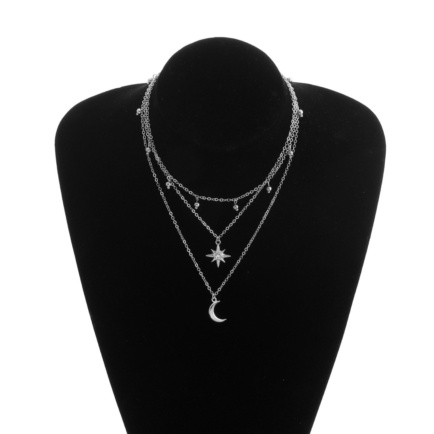 Women's European Style Vintage Star-Shaped Rhinestone Alloy Cross Chain Necklace