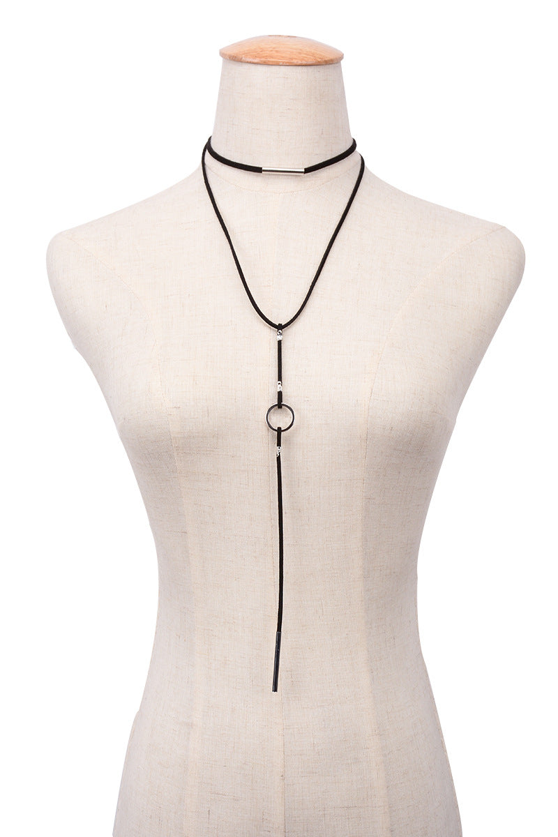 Collar con colgante geométrico vintage para mujer con detalle de borla, cadena ajustable, joyería de aleación