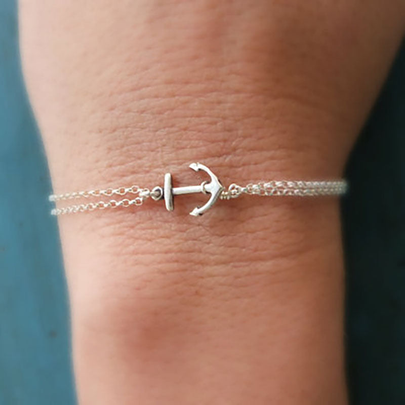 Women's Minimalist Anchor Bracelet in Alloy Spring Jewelry Gift Accessory
