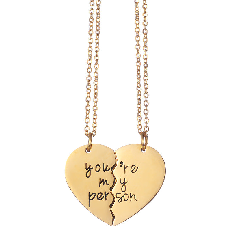 Stainless Steel Heart Pendant Necklace for Women Titanium Steel Charm Polished Finish Romantic Couple Jewelry