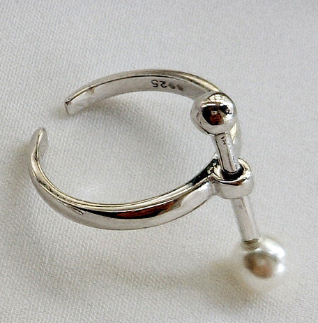 Anello regolabile geometrico in argento sterling S925 con intarsio in madreperla da donna, stile coreano-giapponese, gioielli freschi e dolci
