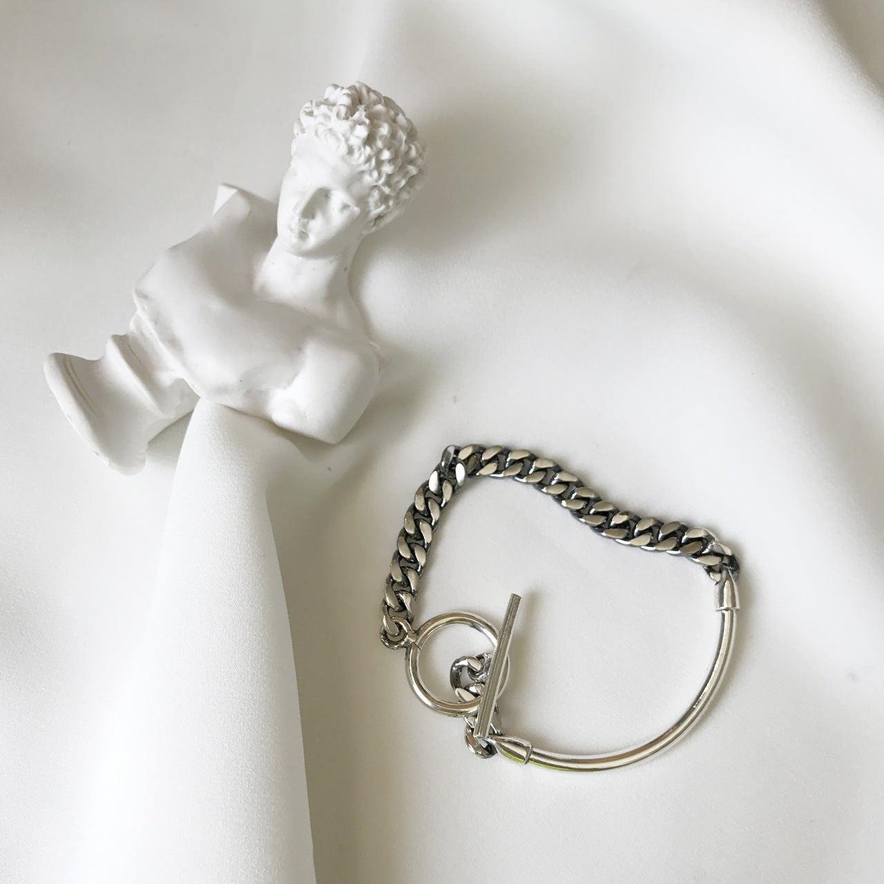 Vintage 925 Sterling Silver Geometric Antique Finish Bracelet for Women