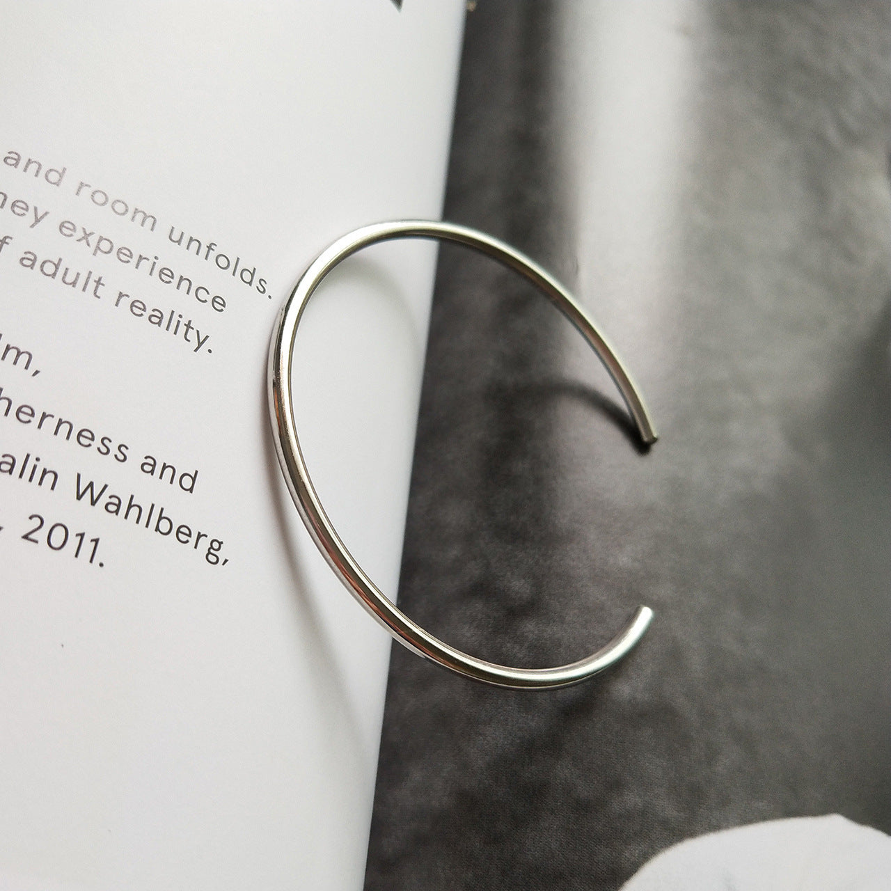 Minimalist Sweet 925 Sterling Silver Geometric Open Cuff Bracelet