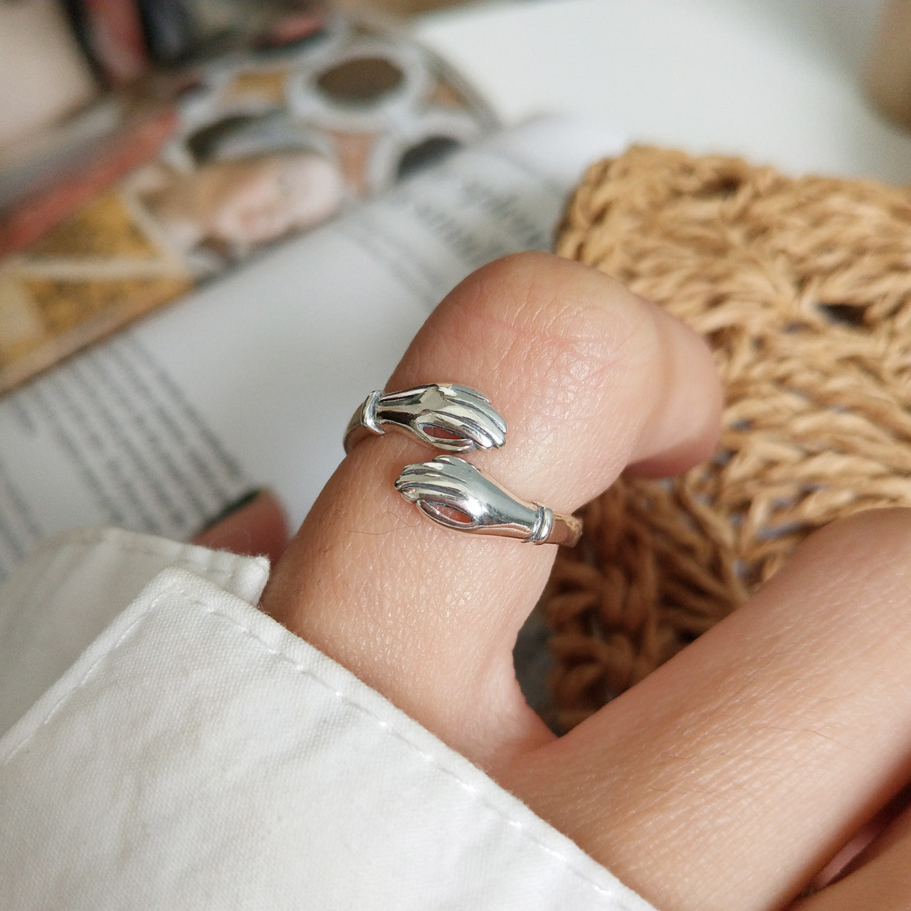 Geometric Plated 925 Sterling Silver Ring for Women